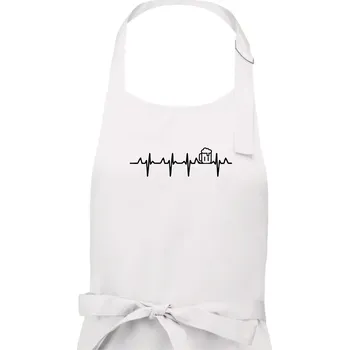Kuchyňská zástěra EKG pivo - Dámská zástěra na vaření - Univerzální velikost ( Bílá )