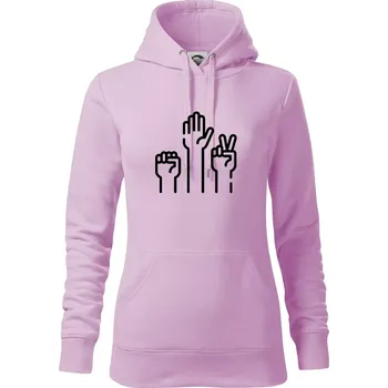 Dámská mikina Kamen nůžky papír ikony - Mikina dámská Cape s kapucí - S ( Orchid )