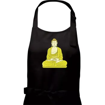 Kuchyňská zástěra Budha zelenožlutý - Dámská zástěra na vaření - Univerzální velikost ( Černá )