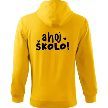 Pánská mikina Ahoj školo - Mikina s kapucí na zip trendy zipper - XL ( Žlutá )