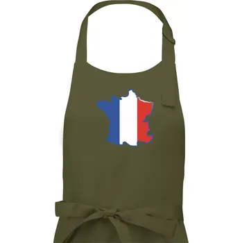 Kuchyňská zástěra Francouzská vlajka mapa obrys - Pánská zástěra na vaření - Univerzální velikost ( Khaki )
