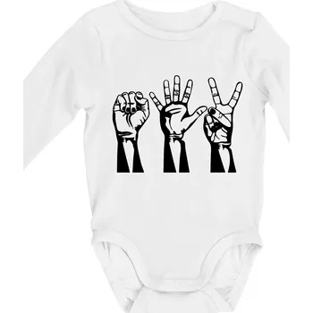 Kámen nůžky papír černé - Body kojenecké s dlouhým rukávem - Dlouhý r. do 3 měs ( Bílá )