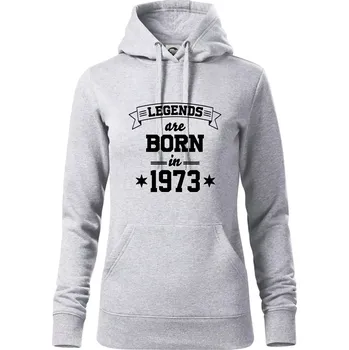 Dámská mikina Legends are born in 1973 - Mikina dámská Cape s kapucí - XL ( Světlešedý Melír )