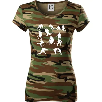 Dámské tričko Hokejisti ikony - Dámské maskáčové triko - XS ( Hnědý maskáč )