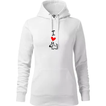 Dámská mikina I love dogs - Mikina dámská Cape s kapucí - XS ( Bílá )