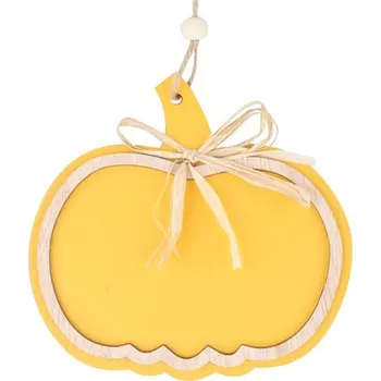 Dřevěná dýně na zavěšení žlutá