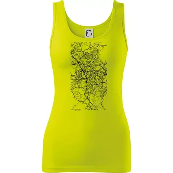 Dámské tričko Mapy měst černobílé Liberec - Dámské tílko - L ( Limetková )