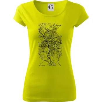 Mapy měst černobílé Liberec - Dámské triko Pure - L ( Limetková )