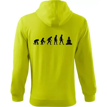 Pánská mikina Evoluce budha - Mikina s kapucí na zip trendy zipper - 3XL ( Limetková )