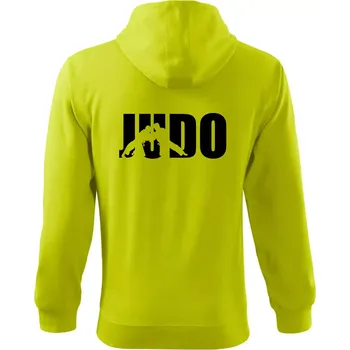 Pánská mikina Judo - Nápis - Mikina s kapucí na zip trendy zipper - M ( Limetková )