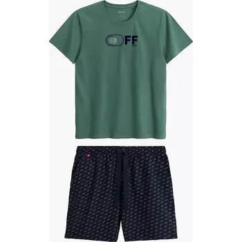 Pánské pyžamo Krátké pánské pyžamo Atlantic se vzorovanými kraťasy NMP-395 kr/r S-2XL męska Velikost: S, Barva: zeleno-modrá