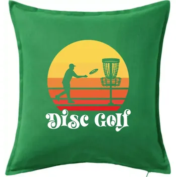 Polštář Disc golf postava vintage - Polštář 50x50 - 50x50 - Včetně výplně ( Středně zelená )