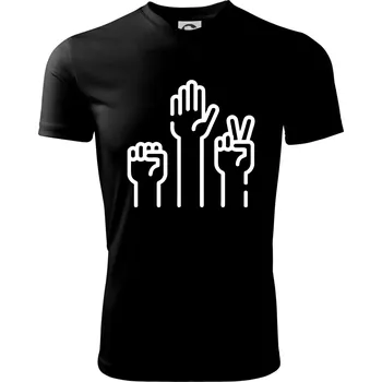 Kamen nůžky papír ikony - Dětské triko sportovní (dresovina) - 158 cm/12 let ( Černá )