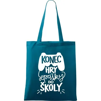 Konec hry, zpátky do školy - Taška bavlněná - 42 x 38 cm ( Petrolejová )