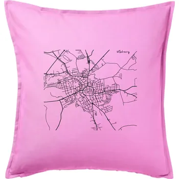 Polštář Mapy měst černobílé Klatovy - Polštář 50x50 - 50x50 - Pouze potah ( Růžová )