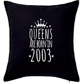 Polštář Queens are born in 2003 - Polštář 50x50 - 50x50 - Pouze potah ( Černá )