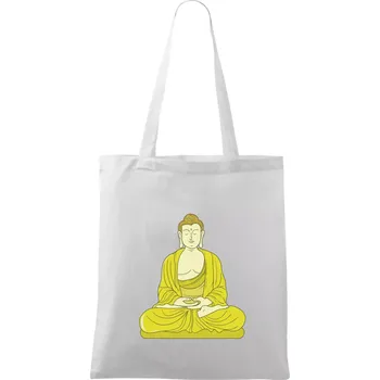 Nákupní taška Budha zelenožlutý - Taška bavlněná - 42 x 38 cm ( Bílá )