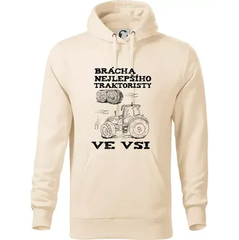 Pánská mikina Brácha nejlepšího traktoristy ve vsi - Mikina pánská Cape s kapucí - 5XL ( Mandlová )