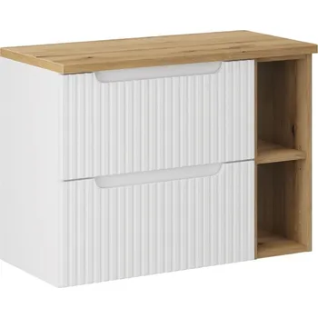 Policová skříň Závěsná skříňka pod umyvadlo Nova White s deskou 80 cm bílá/dub evoke