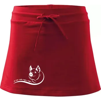 Dámská sukně Prasátko - Já tak ráda rejpu, rejpu - Sportovní sukně - two in one - XS ( Červená )