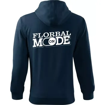 Pánská mikina Florbal mode - Mikina s kapucí na zip trendy zipper - L ( Námořní modrá (velmi tmavá - téměř černá) )