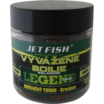 Nástraha Jet Fish Vyvážené boilie Legend range 250ml 20mm Kořeněný tuňák Broskev
