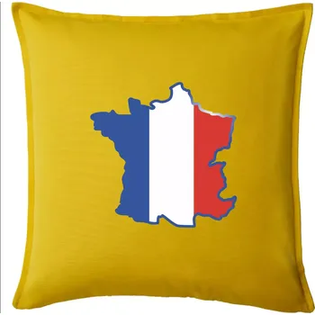 Polštář Francouzská vlajka mapa obrys - Polštář 50x50 - 50x50 - Pouze potah ( Žlutá )