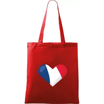 Nákupní taška Francouzská vlajka srdce - Taška bavlněná - 42 x 38 cm ( Červená )