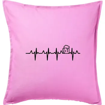 Polštář EKG pivo - Polštář 50x50 - 50x50 - Pouze potah ( Růžová )
