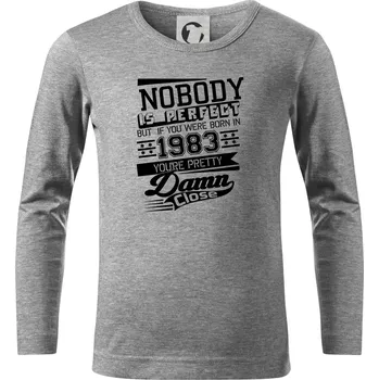 Chlapecké tričko Nobody is perfect - 1983 - Triko dětské Long Sleeve - 122 cm/6 let ( Tmavě šedý melír )