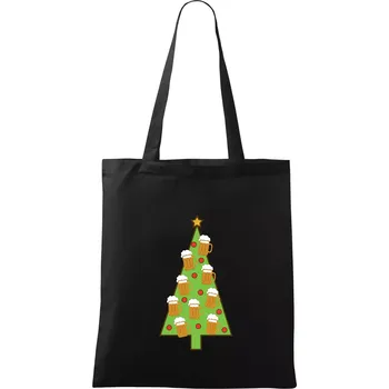 Nákupní taška Nic více nepotřebuji - stromeček a pivo (Pecka design) - Taška bavlněná - 42 x 38 cm ( Černá )