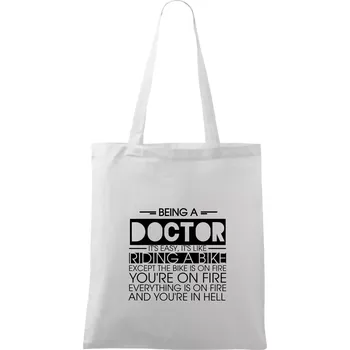 Being a doctor - bike - Taška bavlněná - 42 x 38 cm ( Bílá )