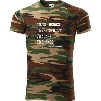 Pánské tričko Test inteligence - Stephen Hawking - Army CAMOUFLAGE - XL ( Hnědý maskáč )