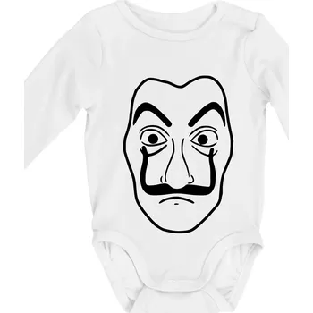 Maska do tiskárny peněz - Body kojenecké s dlouhým rukávem - Dlouhý r. 3-6 měs ( Bílá )