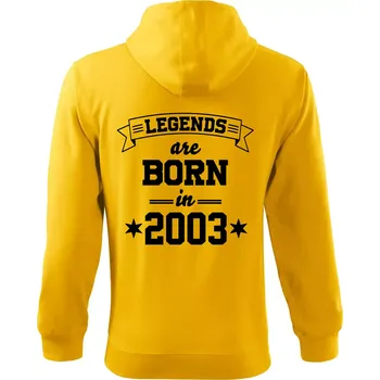 Pánská mikina Legends are born in 2003 - Mikina s kapucí na zip trendy zipper - 2XL ( Žlutá )