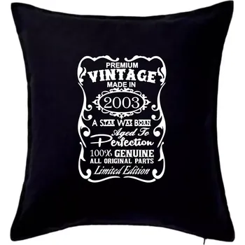 Polštář Vintage Etiketa - 2003 - Polštář 50x50 - 50x50 - Pouze potah ( Černá )