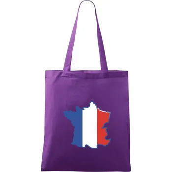 Francouzská vlajka mapa obrys - Taška bavlněná - 42 x 38 cm ( Fialová )