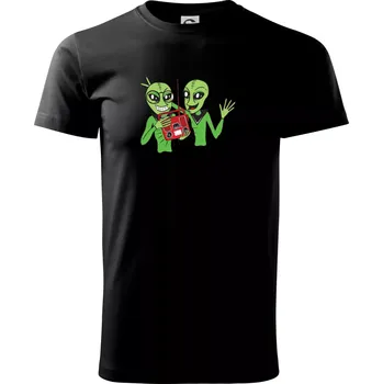 Pánské tričko Ufo a rádio (Pecka design) - Triko extra velké (5-8XL) - 8XL ( Černá )