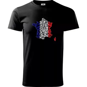 Pánské tričko Francouzská vlajka body mapa - Triko extra velké (5-8XL) - 8XL ( Černá )