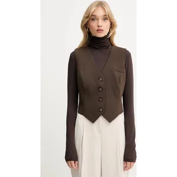 Dámská vesta Vesta Guess THEOLINE hnědá barva, jednořadá, W5YH55 WGHC2 W5YH55.WGHC2 89X, vel. M