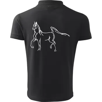 Pánská košile Kůň silueta - Polokošile pánská Pique Polo 203 - 4XL ( Dřevěné uhlí )