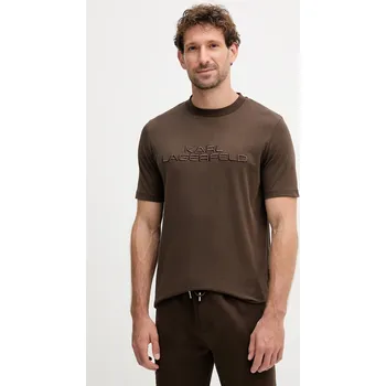 Pánská móda Bavlněné tričko Karl Lagerfeld 554227.755037 hnědá 89X, vel. S