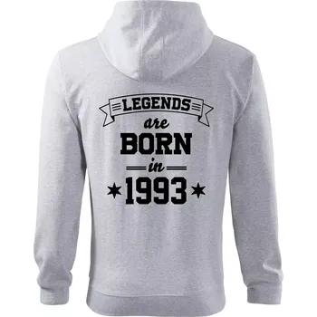Pánská mikina Legends are born in 1993 - Mikina s kapucí na zip trendy zipper - M ( Světlešedý Melír )