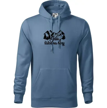 Pánská mikina Jdu s tátou na hory - Mikina pánská Cape s kapucí - 5XL ( Denim )