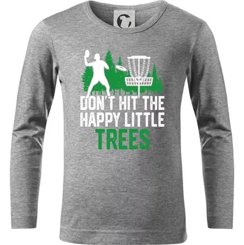 Chlapecké tričko Disc golf happy little trees - Triko dětské Long Sleeve - 122 cm/6 let ( Tmavě šedý melír )