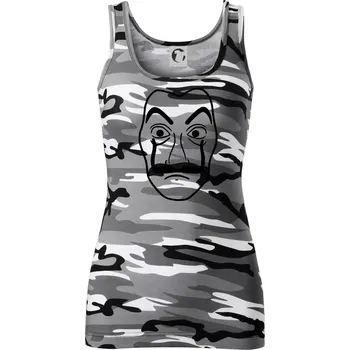 Dámské tričko Maska do tiskárny peněz - Dámské Maskáčové tílko - M ( Šedý maskáč )