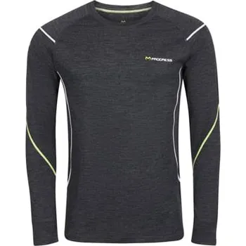 MW NDR 170 pánské merino triko s dlouhým rukávem černý melír S