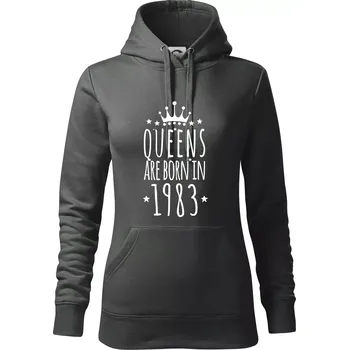 Dámská mikina Queens are born in 1983 - Mikina dámská Cape s kapucí - XL ( Tmavá břidlice (šedá se zeleným nádechem) )