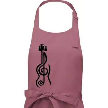 Kuchyňská zástěra Houslový klíč kytara - Pánská zástěra na vaření - Univerzální velikost ( Starorůžová )