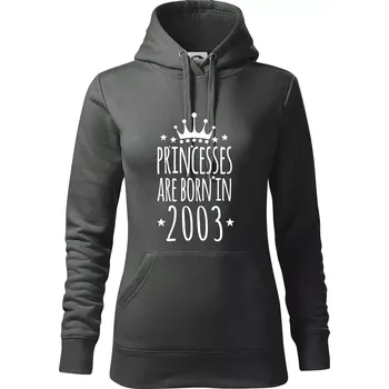 Dámská mikina Princesses are born in 2003 - Mikina dámská Cape s kapucí - M ( Tmavá břidlice (šedá se zeleným nádechem) )